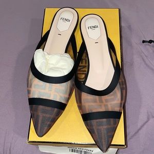 Fendi sabot Ff Logo Slippers Mules Flats